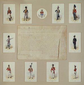 Ten Coloured Engravings of Officers in Uniform